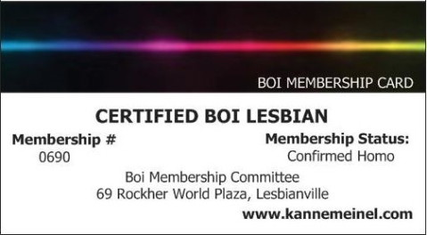 Certified Boi Lesbian Membership Card - Copy