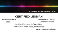 Certified Lesbian Membership Card
